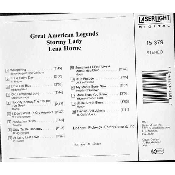 Lena Horne: Stormy Lady CD - Great American Legends Collection  37366cd - Picture 5 of 5